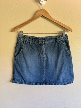 2000s Y2K Halogen Denim Jean Mini Skirt 100% Cotton Blue Size 4 Vintage Summer